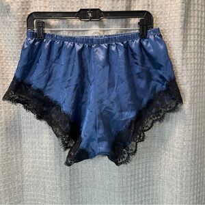 Elegant Satin boxer shorts with Black Lace Trim